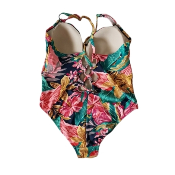Swimsuit One Piece Tropical Hibiscus Size 16W - Picture 2 of 15
